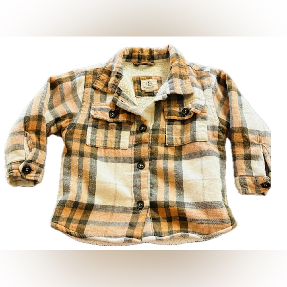 Kids Staghorn Sherpa lined boys plaid jacket Size 2T boys flannel jacket